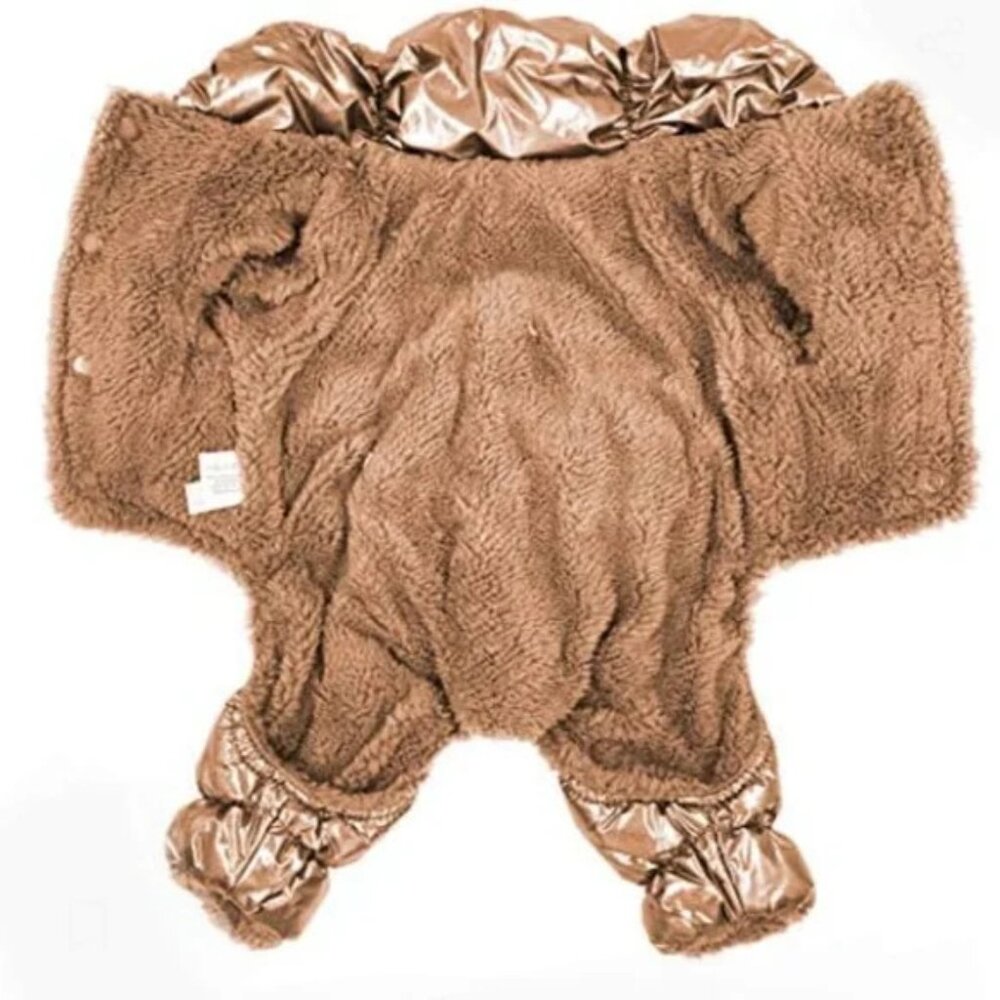 Chic Dog Rose Gold colored waterproof 4 legged puffy winter coat M - Picture 2 of 7